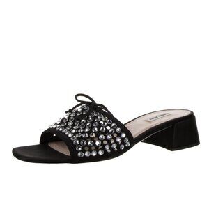 Miu Miu Black Sandals with Silver Embellishments